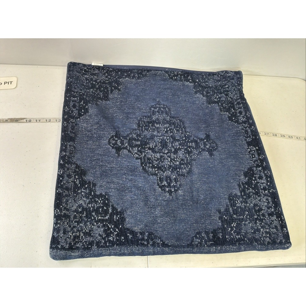 Pottery Barn Dk Blue MADDIE TEXTURED 22" PILLOW Cover ELEGANT Cotton Viscose